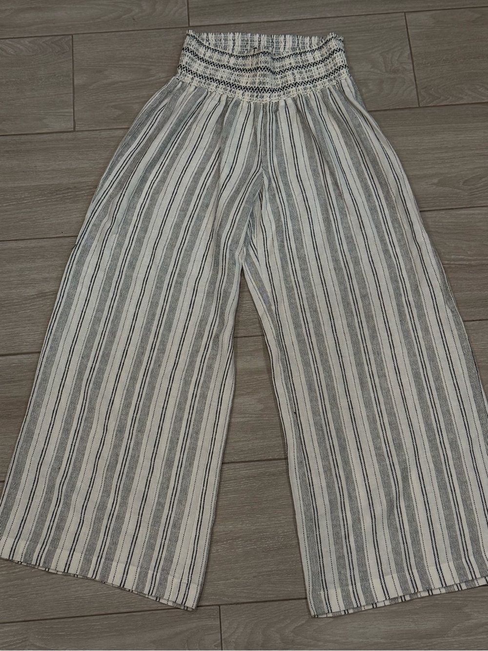 Rewash Striped Linen Blend Wide Leg Crop Pants Size Large